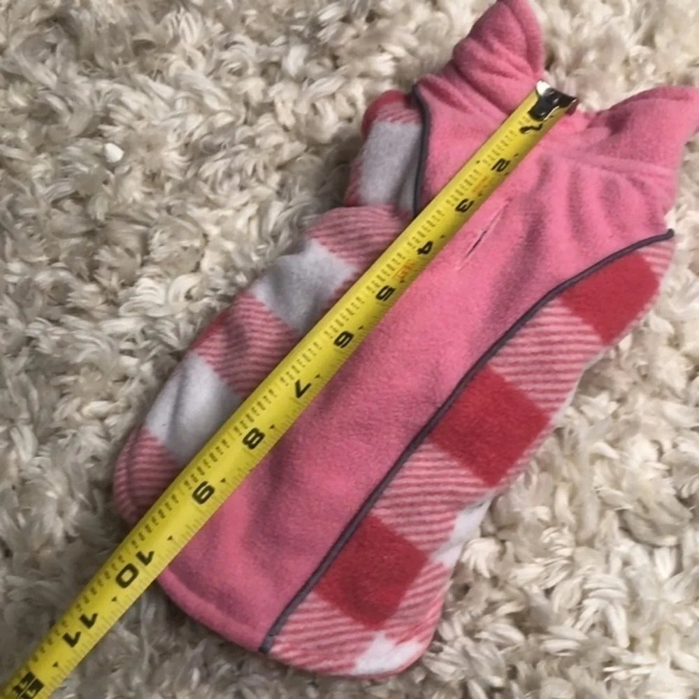 PET COAT | XS Pink Dog or Cat Coat with Dual Velcro Straps and Leash Hook Hole